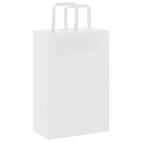 Produktbild för Papperspåsar 250 st med handtag vit 21x11x31 cm