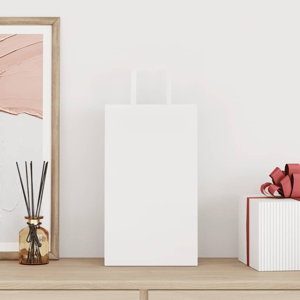 Produktbild för Papperspåsar 250 st med handtag vit 21x11x36 cm