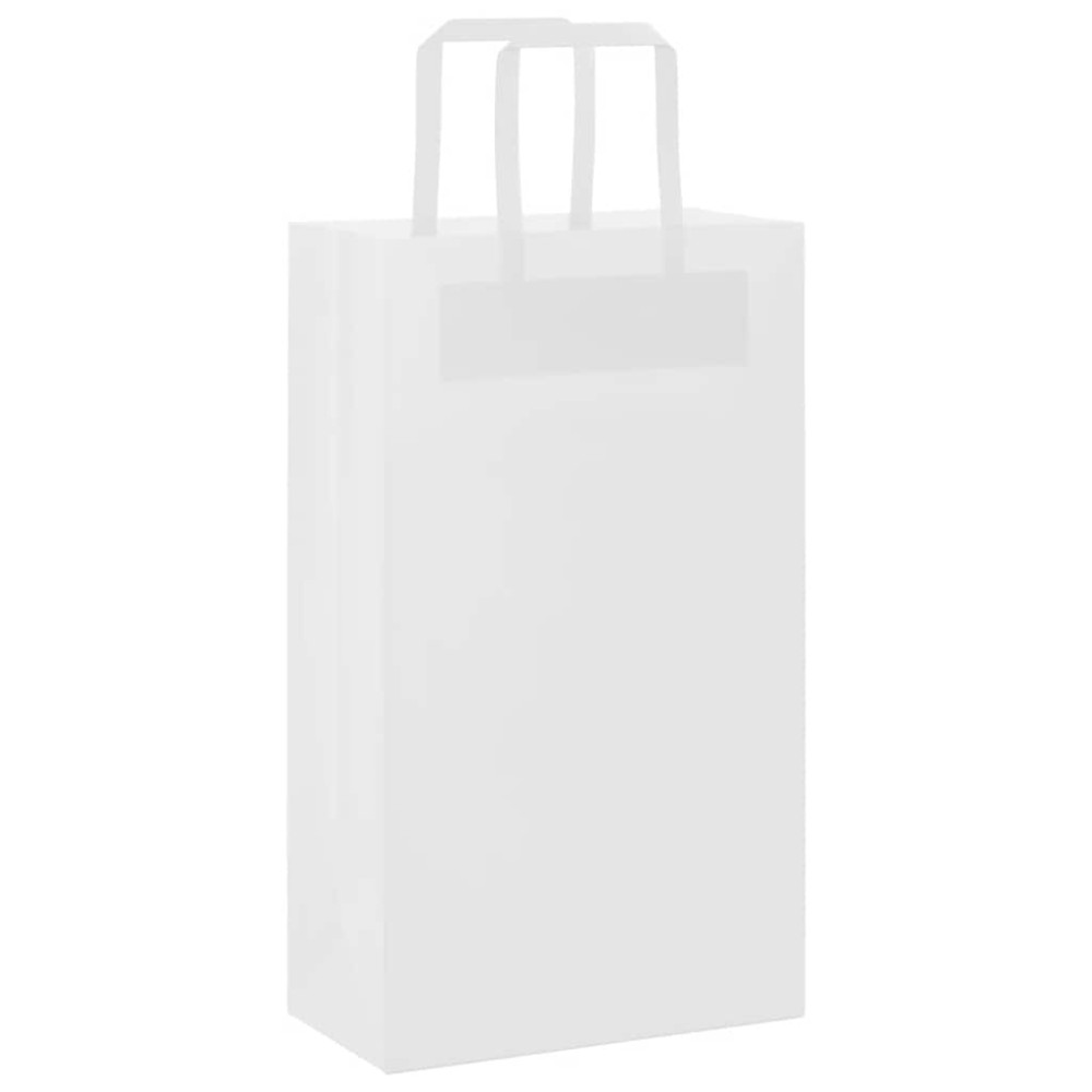 Produktbild för Papperspåsar 250 st med handtag vit 21x11x36 cm