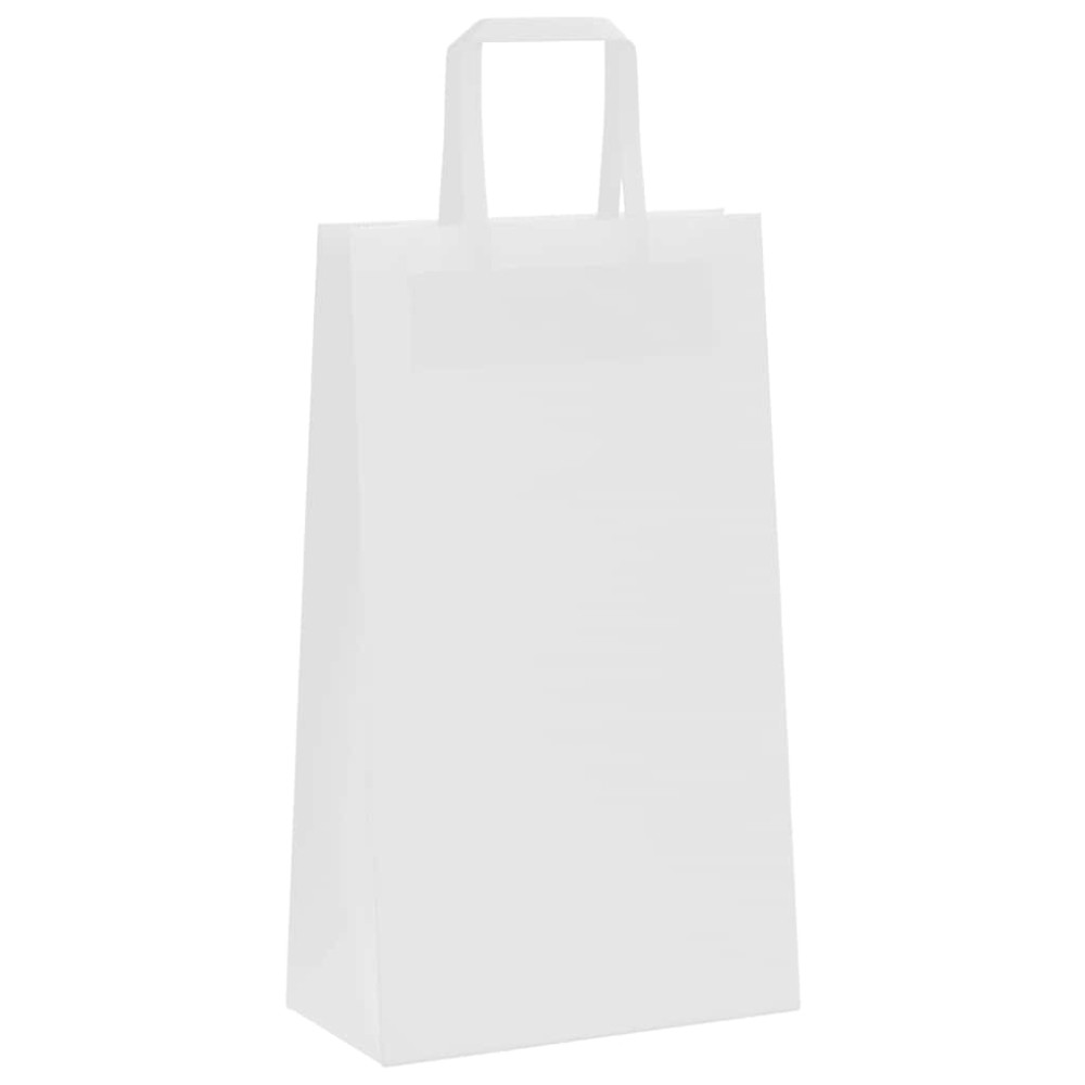 Produktbild för Papperspåsar 250 st med handtag vit 21x11x36 cm