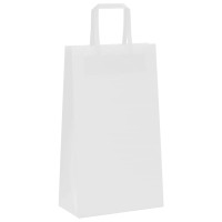 Produktbild för Papperspåsar 250 st med handtag vit 21x11x36 cm