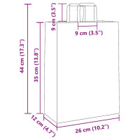 Produktbild för Papperspåsar 250 st med handtag vit 26x12x35 cm