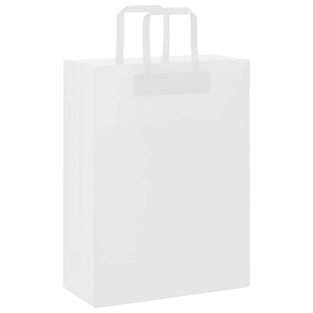Produktbild för Papperspåsar 250 st med handtag vit 26x12x35 cm