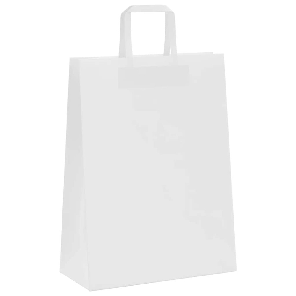 Produktbild för Papperspåsar 250 st med handtag vit 26x12x35 cm