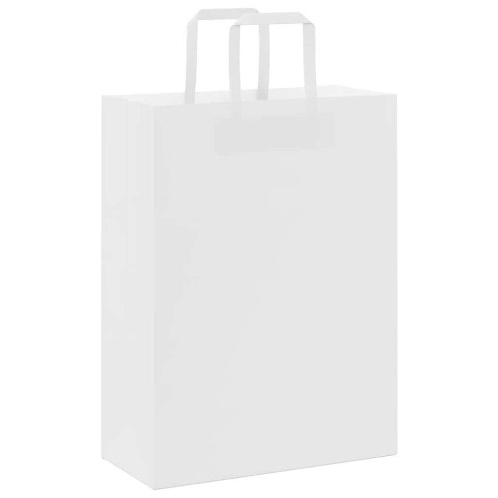 Produktbild för Papperspåsar 250 st med handtag vit 26x12x35 cm