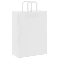 Produktbild för Papperspåsar 250 st med handtag vit 26x12x35 cm