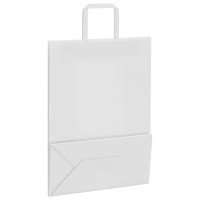 Produktbild för Papperspåsar 250 st med handtag vit 26x12x35 cm