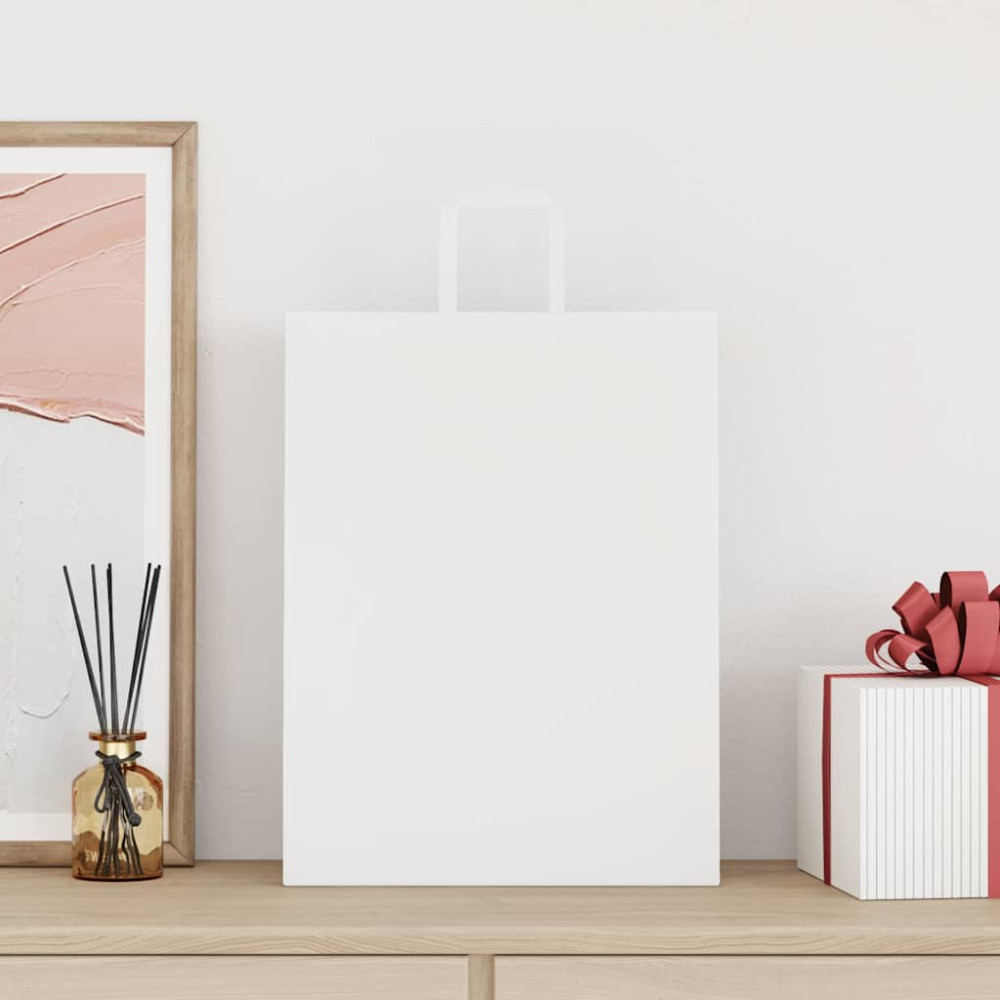 Produktbild för Papperspåsar 250 st med handtag vit 32x12x42 cm
