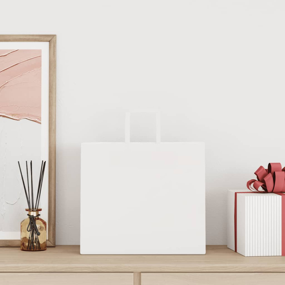 Produktbild för Papperspåsar 250 st med handtag vit 32x22x28 cm