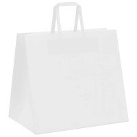 Produktbild för Papperspåsar 250 st med handtag vit 32x22x28 cm