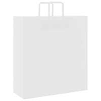 Produktbild för Papperspåsar 250 st med handtag vit 45x17x48 cm
