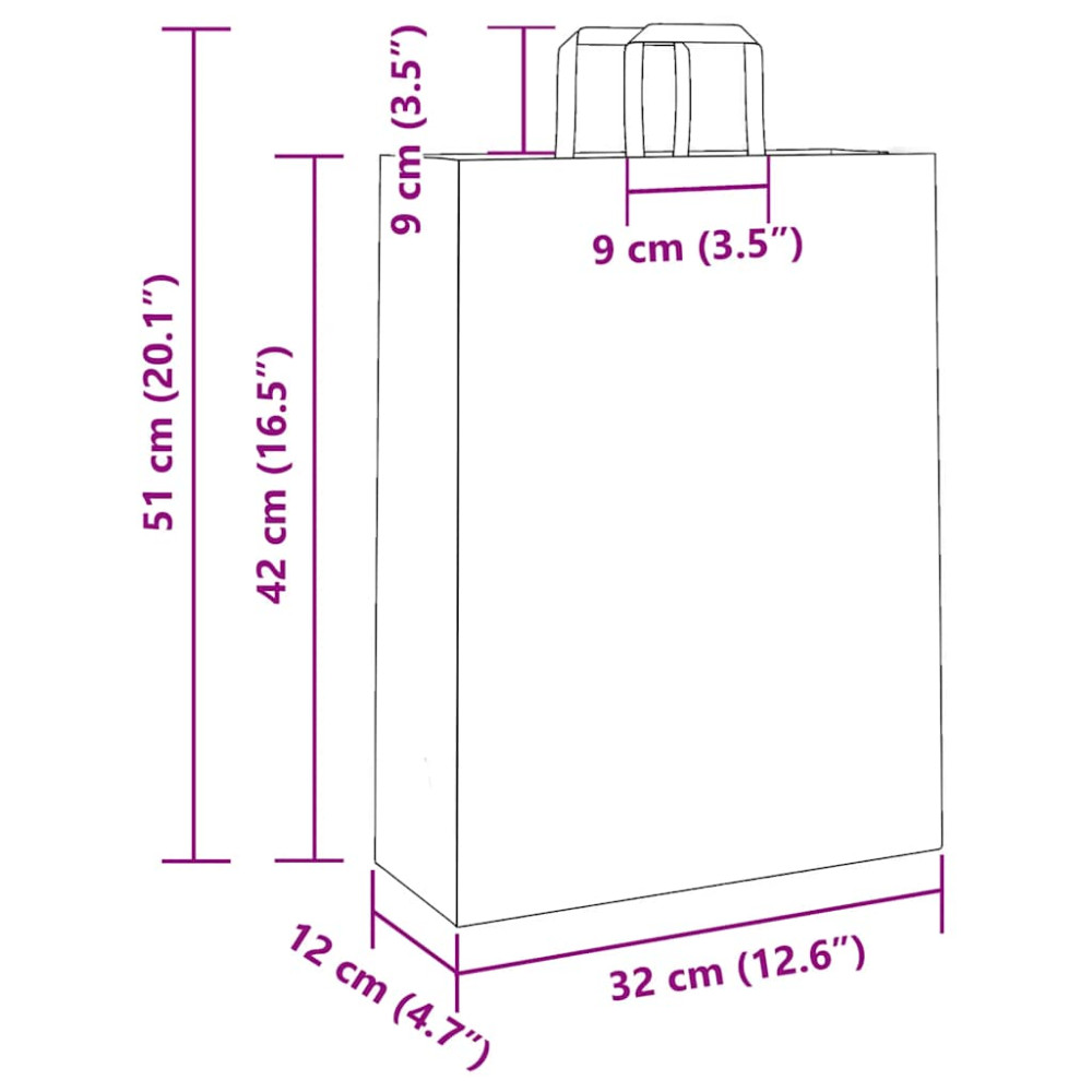 Produktbild för Papperspåsar 250 st med handtag svart 32x12x42 cm