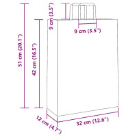 Produktbild för Papperspåsar 250 st med handtag svart 32x12x42 cm