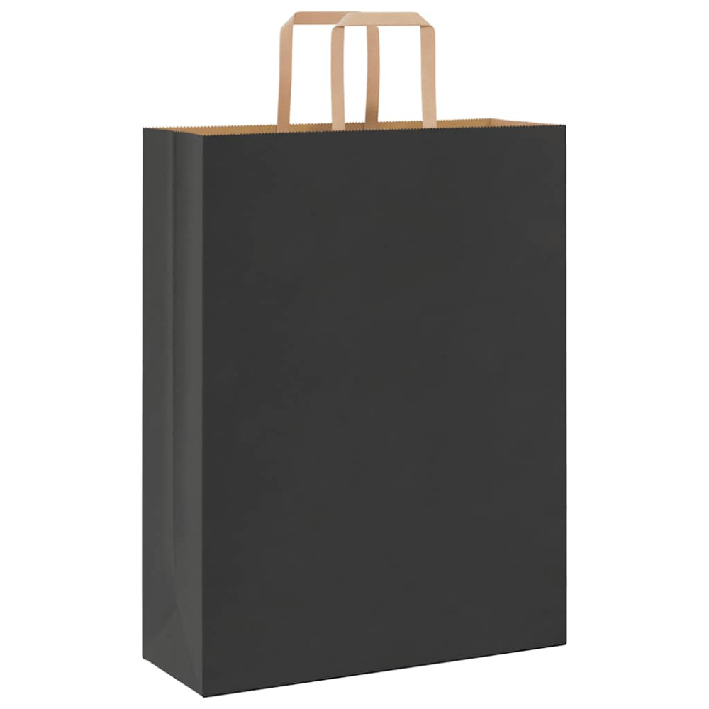 Produktbild för Papperspåsar 250 st med handtag svart 32x12x42 cm
