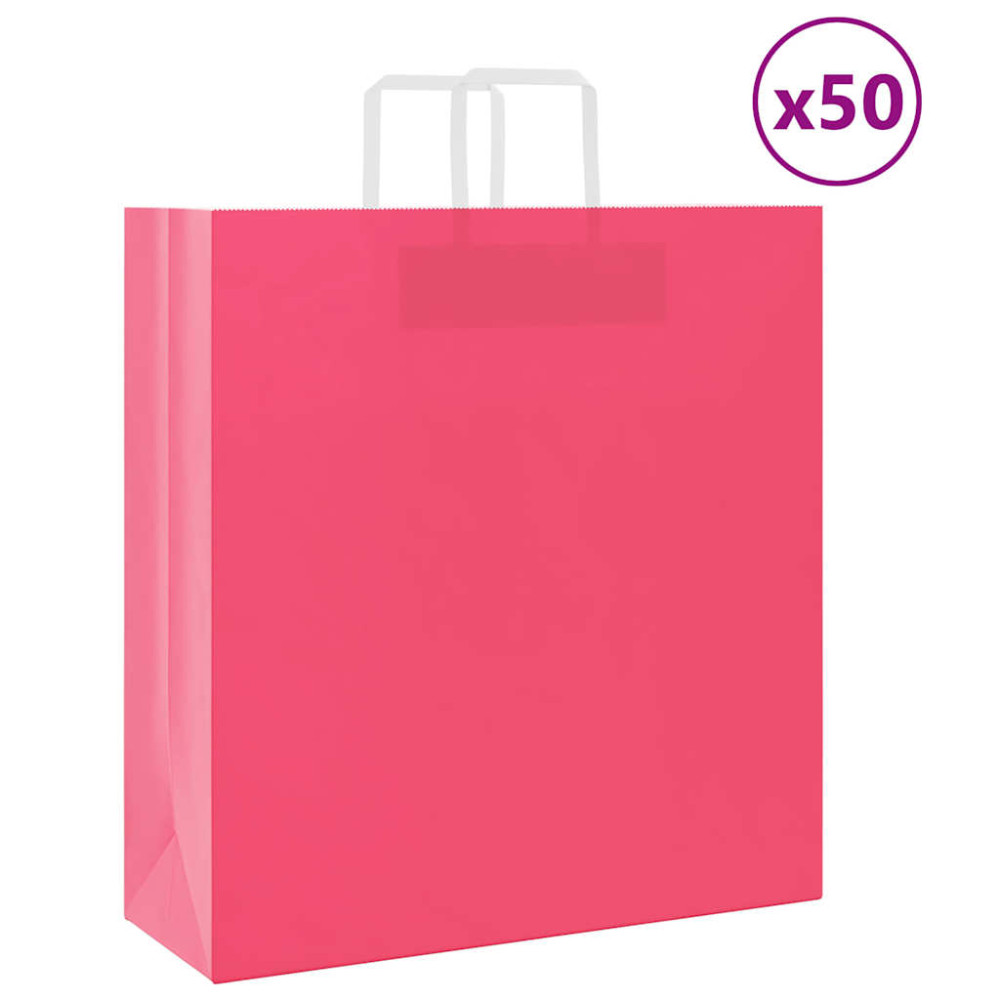 Produktbild för Papperspåsar 50 st med handtag rosa 45x17x48 cm