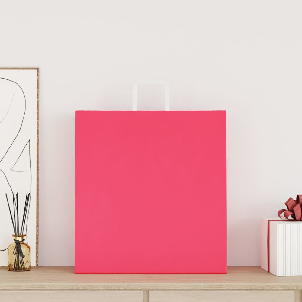 Produktbild för Papperspåsar 50 st med handtag rosa 45x17x48 cm