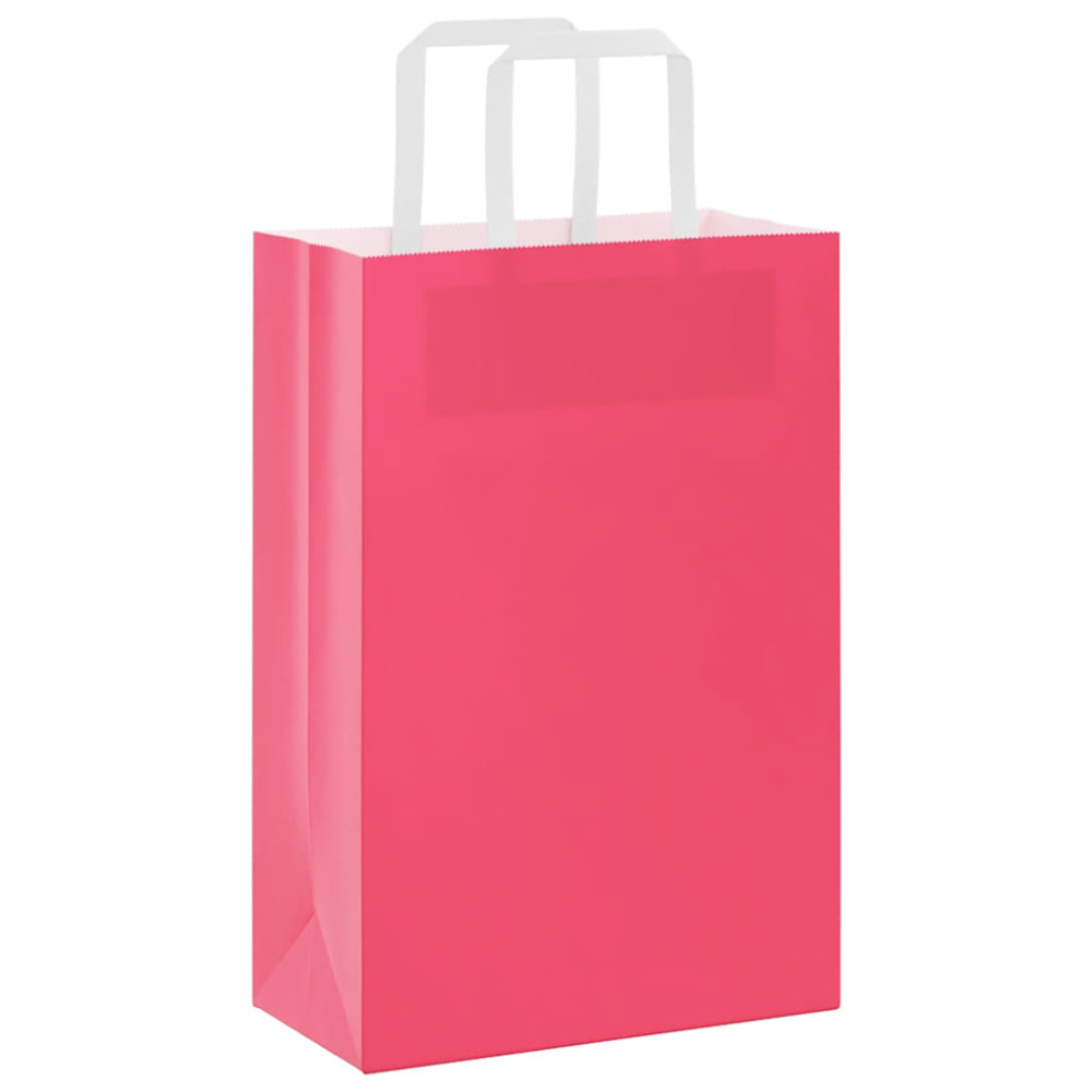 Produktbild för Papperspåsar 250 st med handtag rosa 21x11x31 cm