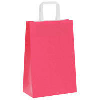 Produktbild för Papperspåsar 250 st med handtag rosa 21x11x31 cm