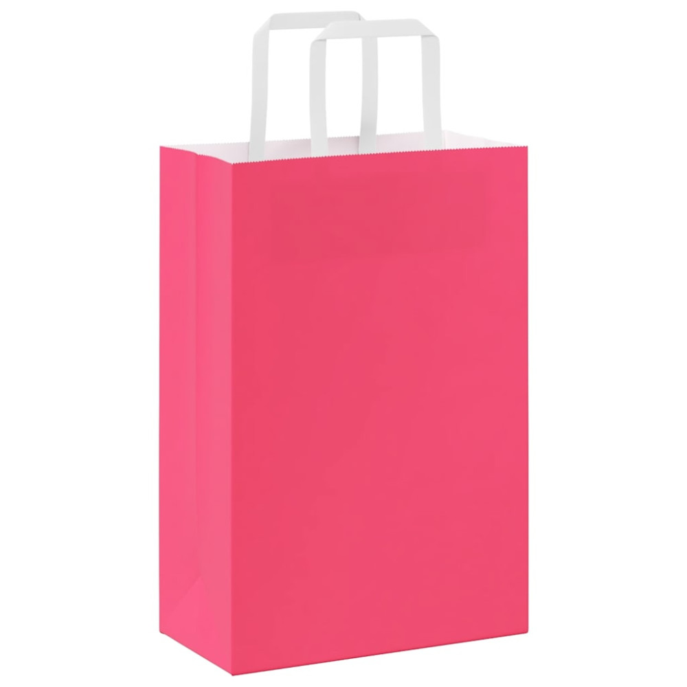 Produktbild för Papperspåsar 250 st med handtag rosa 21x11x31 cm