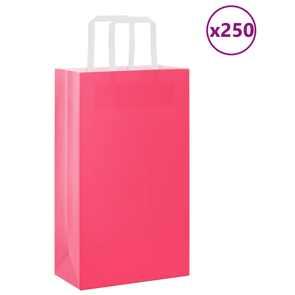 Produktbild för Papperspåsar 250 st med handtag rosa 21x11x36 cm