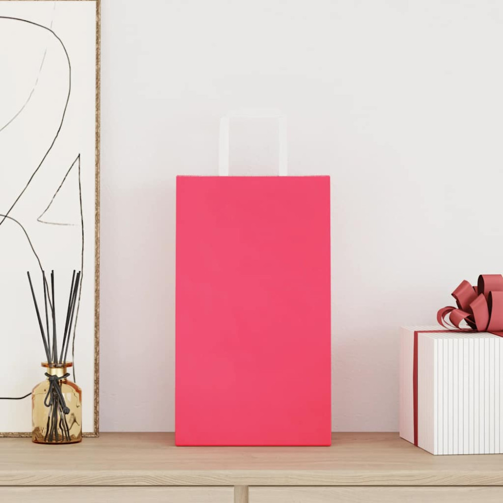 Produktbild för Papperspåsar 250 st med handtag rosa 21x11x36 cm