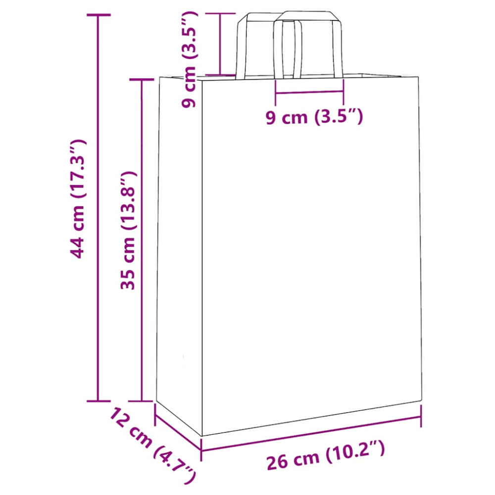 Produktbild för Papperspåsar 250 st med handtag rosa 26x12x35 cm