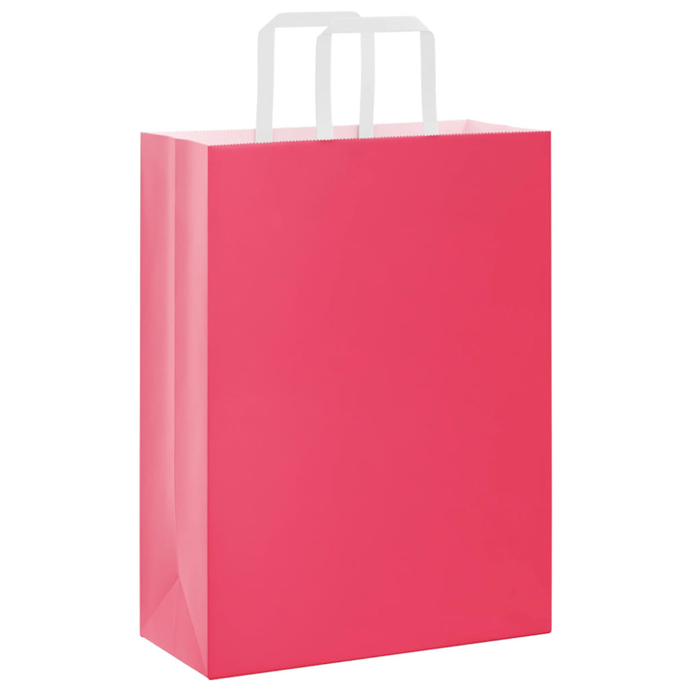 Produktbild för Papperspåsar 250 st med handtag rosa 26x12x35 cm