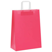 Produktbild för Papperspåsar 250 st med handtag rosa 26x12x35 cm