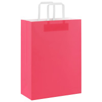 Produktbild för Papperspåsar 250 st med handtag rosa 26x12x35 cm