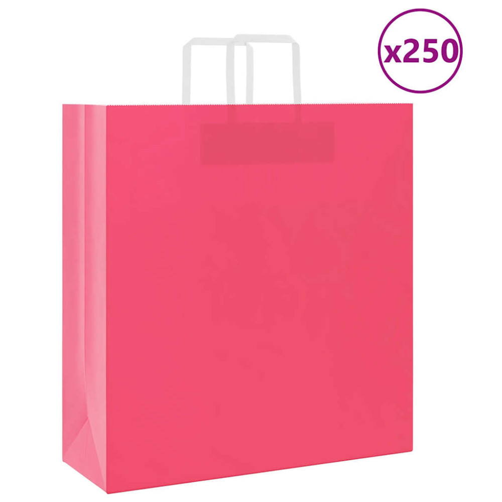Produktbild för Papperspåsar 250 st med handtag rosa 45x17x48 cm