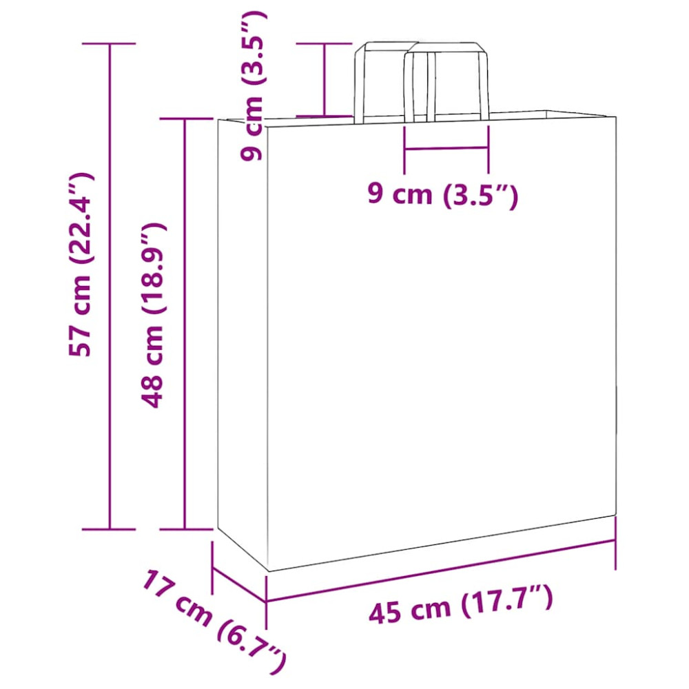 Produktbild för Papperspåsar 250 st med handtag rosa 45x17x48 cm