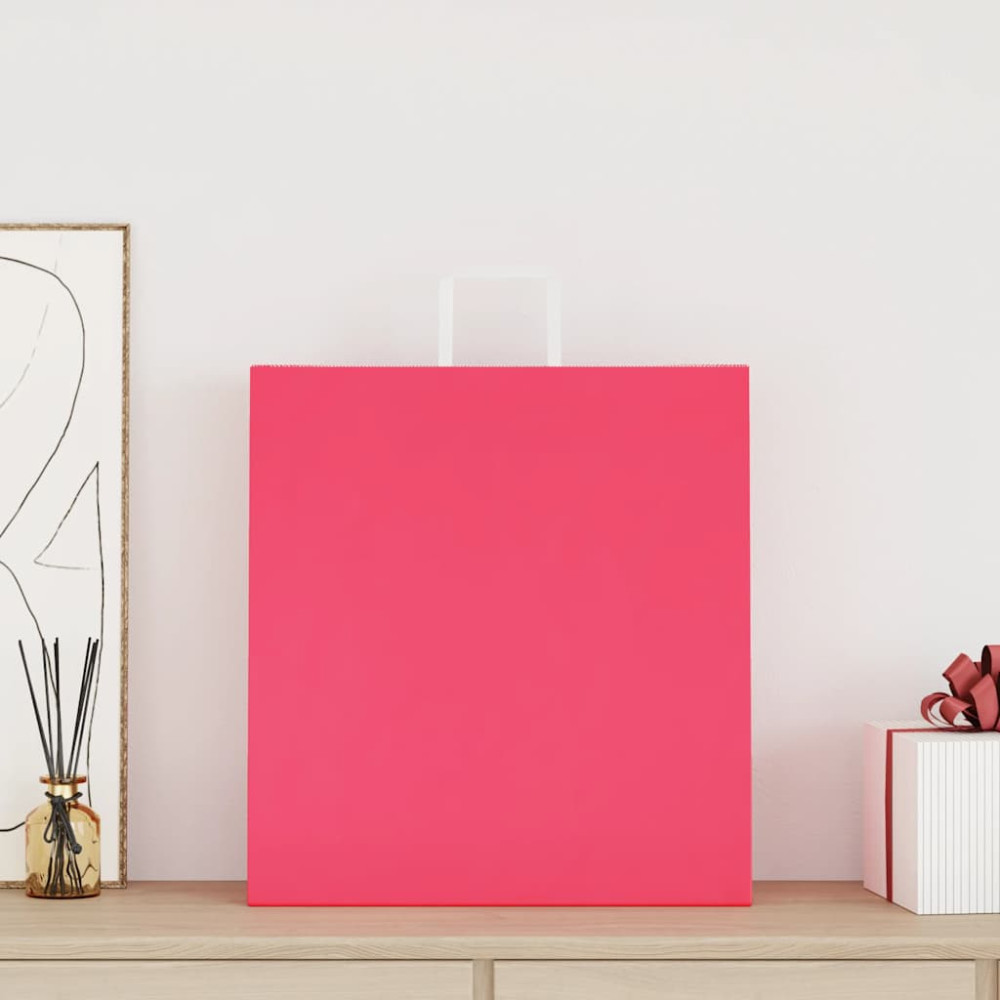 Produktbild för Papperspåsar 250 st med handtag rosa 45x17x48 cm