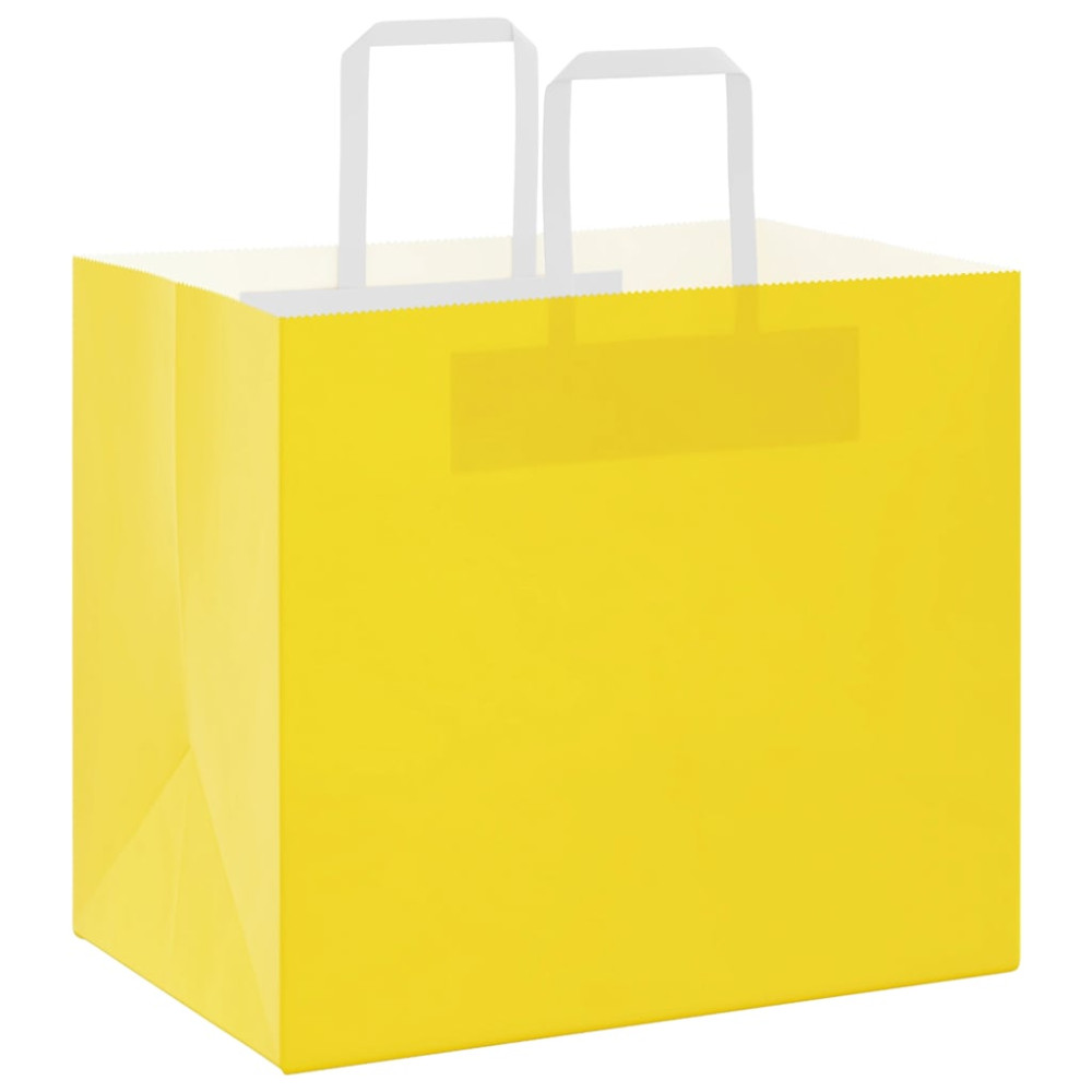 Produktbild för Papperspåsar 250 st med handtag gul 32x22x28 cm