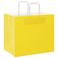 Produktbild för Papperspåsar 250 st med handtag gul 32x22x28 cm