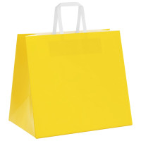 Produktbild för Papperspåsar 250 st med handtag gul 32x22x28 cm