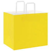 Produktbild för Papperspåsar 250 st med handtag gul 32x22x28 cm