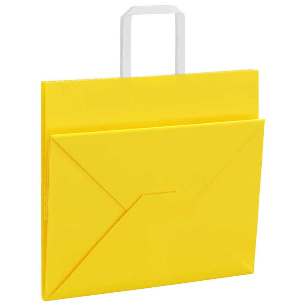 Produktbild för Papperspåsar 250 st med handtag gul 32x22x28 cm