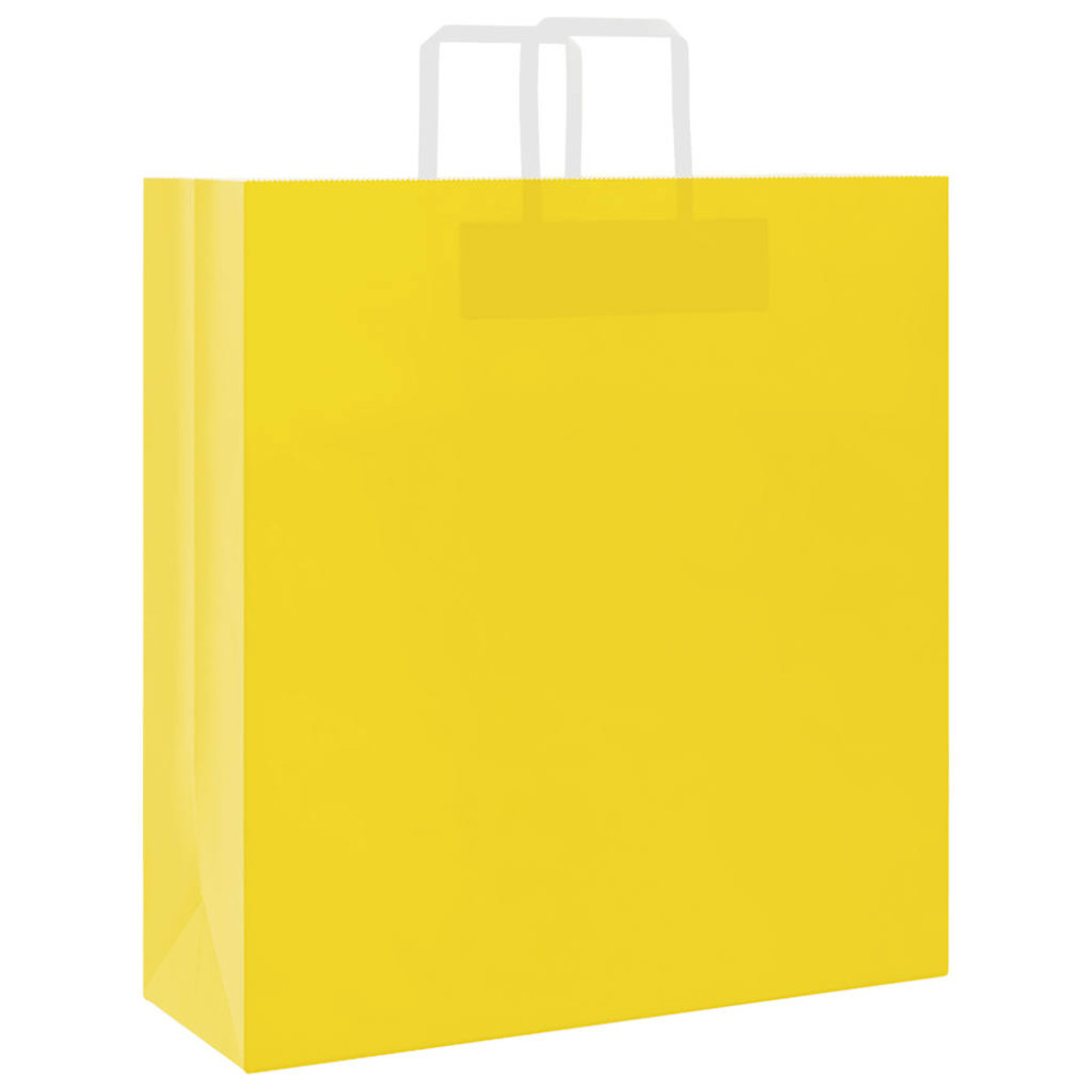 Produktbild för Papperspåsar 250 st med handtag gul 45x17x48 cm