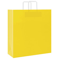 Produktbild för Papperspåsar 250 st med handtag gul 45x17x48 cm