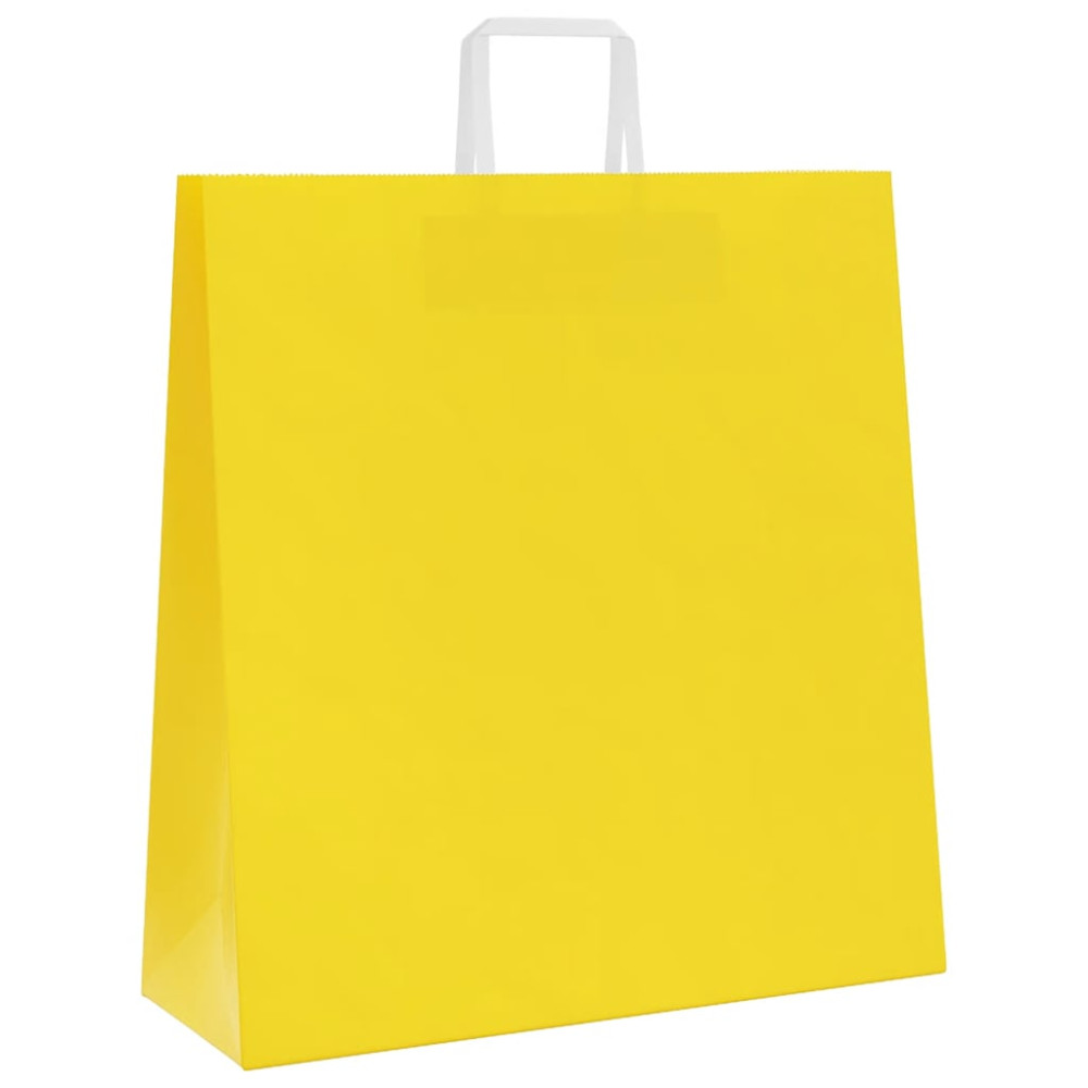Produktbild för Papperspåsar 250 st med handtag gul 45x17x48 cm