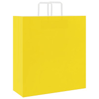 Produktbild för Papperspåsar 250 st med handtag gul 45x17x48 cm
