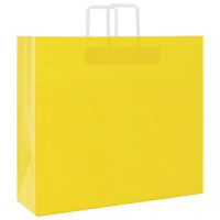 Produktbild för Papperspåsar 250 st med handtag gul 54x15x49 cm