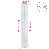 Produktbild för Sträckfilm 2 st transparent 23 μm 50 cm x 150 m