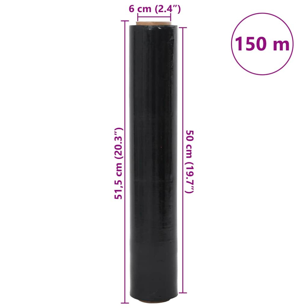Produktbild för Sträckfilm 6 st Svart 30 μm 50 cm x 150 m