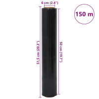 Produktbild för Sträckfilm 6 st Svart 30 μm 50 cm x 150 m