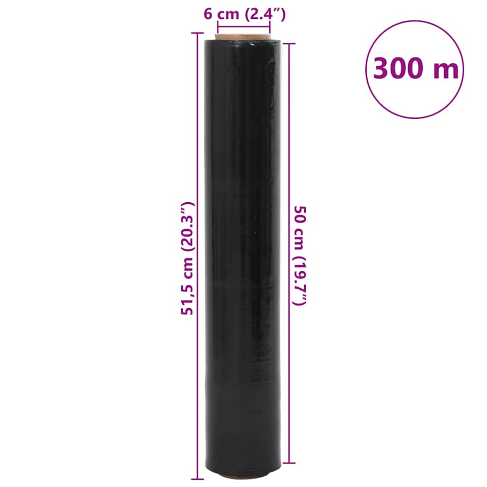 Produktbild för Sträckfilm 6 st svart 30 μm 50 cm x 300 m