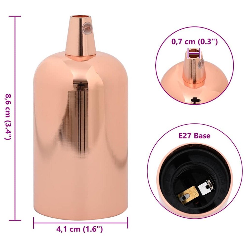 Produktbild för Lamphållare 2 st roséguld E27