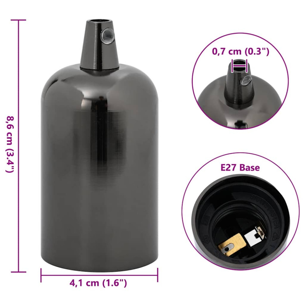 Produktbild för Lamphållare 2 st blank svart E27