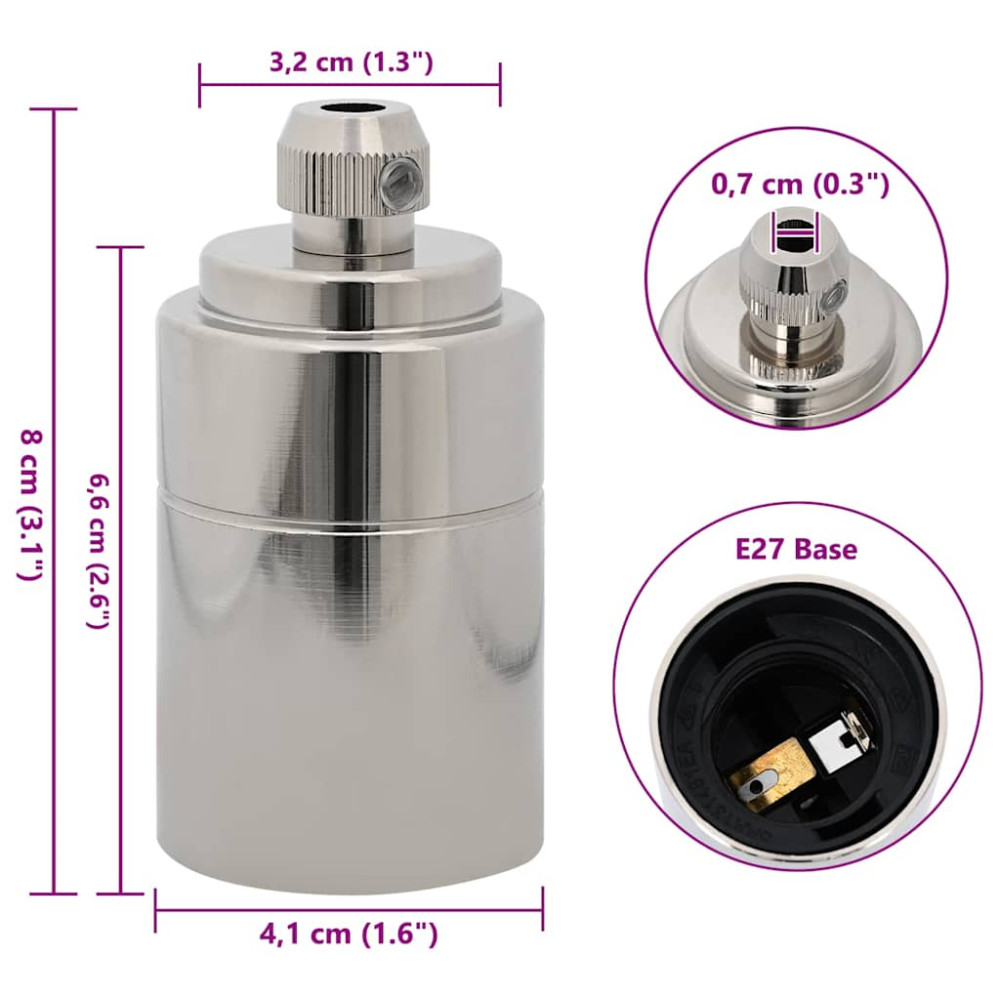 Produktbild för Lamphållare 2 st Satin Nickel E27