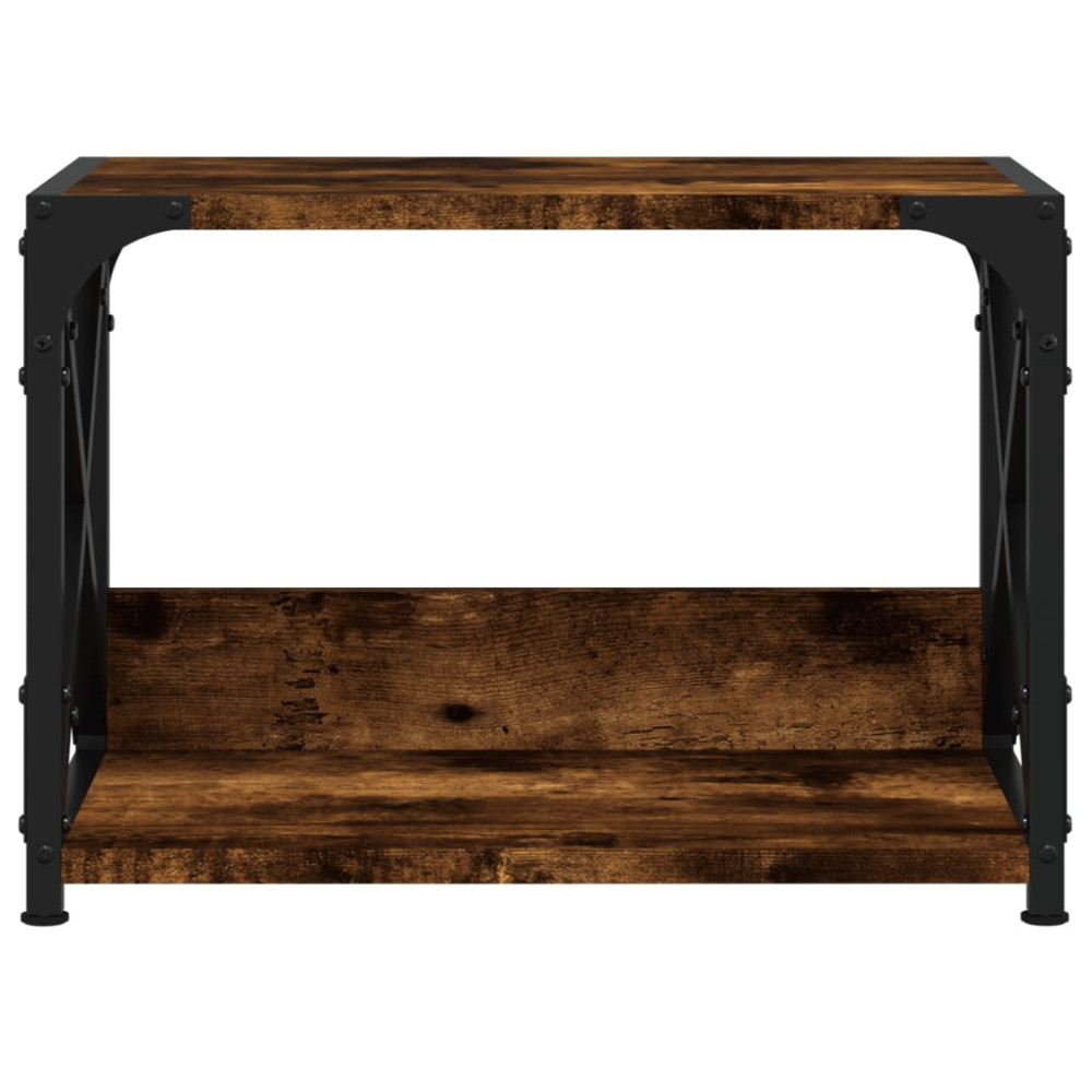 Produktbild för Skrivarställ 2 hyllor rökfärgad ek 44x26x31,5cm konstruerat trä
